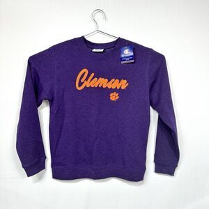 NEW Clemson University Sweatshirt Champion Purple Embroidered Orange Paw